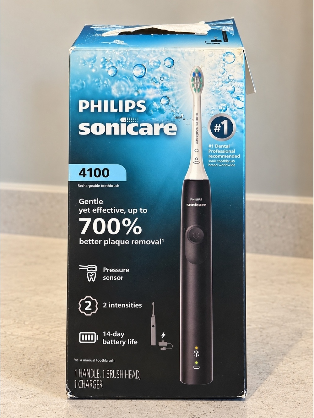 Philips Sonicare 4100 Rechargeable Electric Toothbrush with Pressure Sensor.